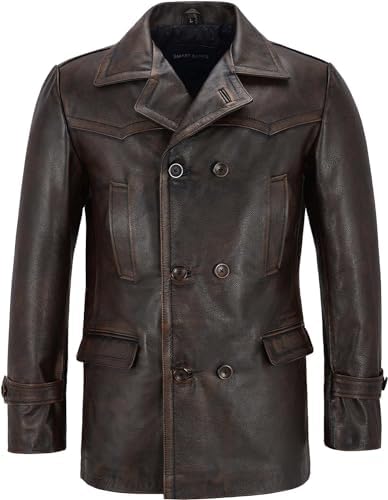 ジャケット・アウター YOKE / Leather Double Breasted Coat 3 Men's 3/4 Double Breasted Leather Dr Who Kreigsmarine Uboat Jacket